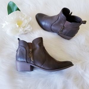 purple open toe booties